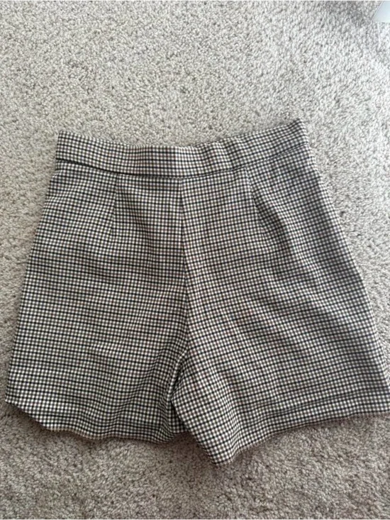 ZARA Brown Checkered Pocket Mini Skort - Picture 2 of 4